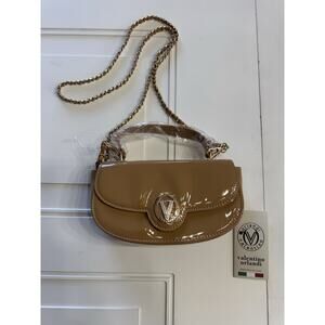 NWT Valentino Orlandi Small Taupe Patent Faux Leather Handbag - MSRP $210